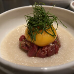 焼肉ホルモン 風土. - ラムユッケとろろセット（ご飯2杯目に使用）