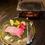 海老の髭 - シンタマの石焼き　1958円