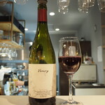 utage dotonbori - 鰻と大葉のフリットに合わせた赤ワイン