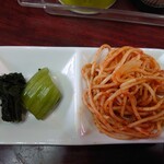 Hori - 前菜のナポリタン、青菜のお浸し