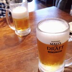 老麺魂 - ドリンク写真:生ビール530円（税込）×２　