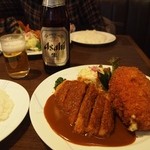 やろく - やろく盛り合わせ（玉子コロッケとビーフカツ）