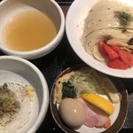 鴨出汁中華蕎麦 麺屋yoshiki - クリーミー細和えつけ蕎麦＋締めの浅利リゾット