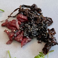 レヴォ - キャビアと岩のりで巻いた鹿肉の塩漬け