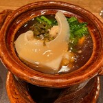 もちづき - フカヒレ　胡麻豆腐　菜の花　生姜　フキ味噌