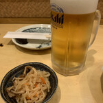 居酒屋　海山 - お通し と 生ビール