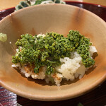 おかもと - 2杯目はおこげに花山椒鍋のお出汁と花山椒投入