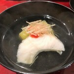 銀座 しのはら - お椀：あいなめ、賀茂茄子、みょうが