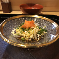 御料理あきやま - フグ皮サラダ仕立て。白菜と青葱、もみじおろし