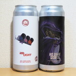 West Coast Brewing 用宗タップルーム - 「レッドライト」セッションIPA、「ヒズダークシークレッツ」インペリアルスタウト。個性的なラベルデザインも楽しい