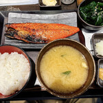 Shimpachi Shokudou - さばみりん干し定食、ご飯半割+わかめ醤油マヨ_¥847+¥88