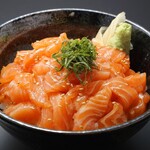 漬けサーモン丼/ Salmon Bowl/ 腌三文鱼盖饭/ 연어절임 돈부리