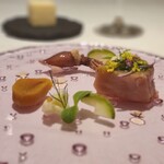 レストラン コバヤシ - 自家製カラスミと氷見産メジマグロの燻製マリネ