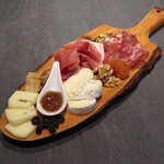 Assortment of two types of Prosciutto and cheese