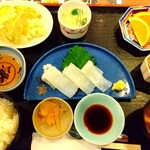Ikesu Gyoba - いか定食1000円。1000円が惜しく無い豪勢な１膳です。