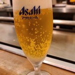 Norudo - グラスビール(税込100円・1杯目、2杯目250円)ですが、なんと予約時はワンドリンクサービスで無料でした。
                        ありがたや～。m(_ _)m