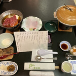 新鉛温泉 結びの宿 愛隣館 - 料理写真:最初のセット。いわて牛すき焼きがおいしい