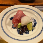 こにし家 - 氷見産のよこわとイカのお造り