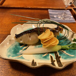 こにし家 - 鰆の西京焼き、クワイの丸揚げ、青味大根