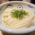 うどん嵐 - 醤油うどん　冷たい　鶏天と魚天(この日はアジ)　750円