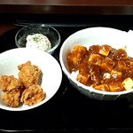 Kaikatsu Club - シビ辛麻婆豆腐丼ランチ550円、唐揚げ３個220円