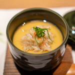 渋谷 鮨 清水 - 牡蠣と湯葉の茶碗蒸し 蟹餡掛け