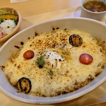 しあわせcafe - 柚子キーマ焼きカレー＋Bセット（サラダ、スープ、ドリンク）