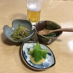 Shunsai Shuraku Kihachi - うすいえんどう、若牛蒡信田煮、うるい酢味噌