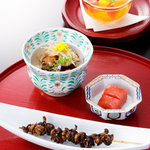 田舎庵 - コース前菜とデザート（例）