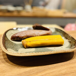 おが和 - ◎自家製の半生カラスミ、熟成カラスミ