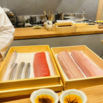 おが和 - ◎今夜のお造里の魚たち。