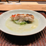 おが和 - ☆ 金目鯛の炭火焼き（静岡・下田）葉玉ねぎ  金目鯛の出汁がけ