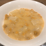 開化亭 - ⑧フランスロワール産ホワイトアスパラの雲丹クリーム煮込(追加2800円)