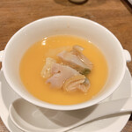 開化亭 - ①九十九里産はまぐりと衣笠茸の上湯茶碗蒸し