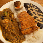 ロダン - 二種盛りカレー（ホールスパイス・赤身カツ）(1500円)