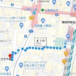 うさぎや - 地図　御徒町から徒歩