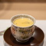 うを徳 - 2022.4 茶碗蒸し（宮城白魚、山形グリーンアスパラガス、京都花山椒、出汁は鮃の潮汁）