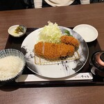 とんかつ神楽坂さくら - 220119ゆめの大地豚ロースかつ定食140ｇ1000円+メンチ100円