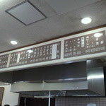 店内掲示のメニュー