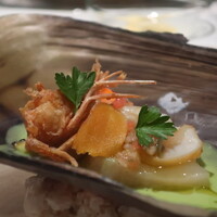 ル・ニコ・ア・オーミナミ - 平貝のグリーンピースソース仕立てアップ