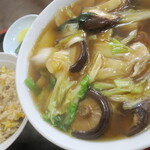 一寛 - シイタケソバ＆半チャーハン