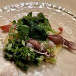 旬菜 おぐら家 - 春待ち野菜と帆立酢味噌がけ