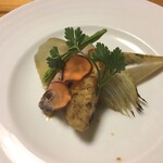 旬味 鮮心 魚屋 富重 - キンキ幽庵焼き、金華豚と竹の子のステーキ