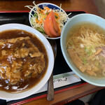 Chuuka Eihou - 天津飯セット￥650 ミニ天津飯とラーメンとサラダのセット