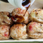 たこ焼まるちゃん - 清吉つぁんのとごりスパイシーソースをかければ。