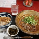 Tokumasa - 得正定食（カレーうどん、天丼、小鉢） 800円