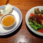 Remongurasu - バクテーランチのセットのサラダと生春巻♪