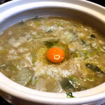 どきどき水産 - 鍋に玉子投入