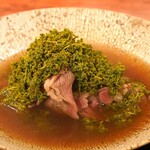 麻布 幸村 - 花山椒と牛肉のシャブシャブ