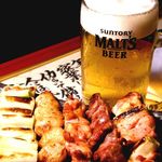 串えん。 - ヤフロコセット串焼き５本＋生ビール1250円→880円